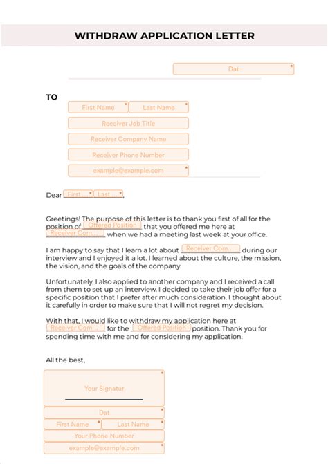 Withdraw Application Letter Sign Templates Jotform