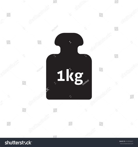 Weight 1 Kg Vector Icon Isolated On White 1 Kilogram Dumbbell Black