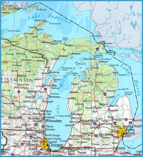 Michigan Map Tourist Attractions Travelsfinderscom