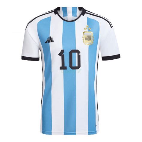 Camiseta Messi 10 Argentina 1ª Equipación 2022 Mundial 3 Estrellas Lars7