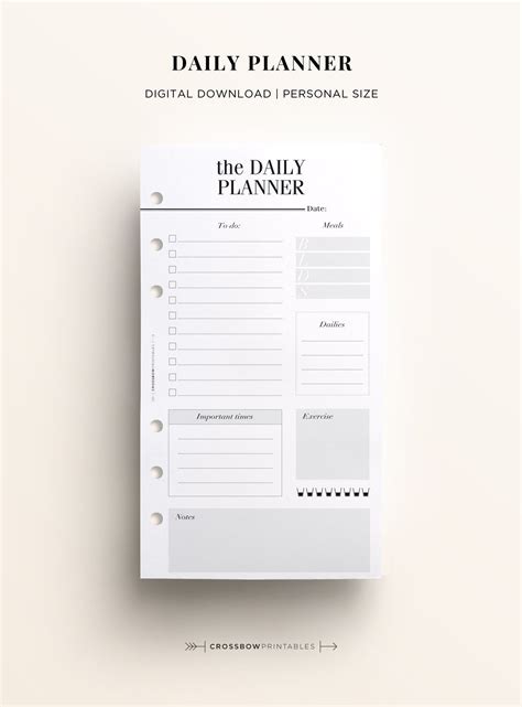 Printable Personal Daily Planner Insert Printable Personal Daily