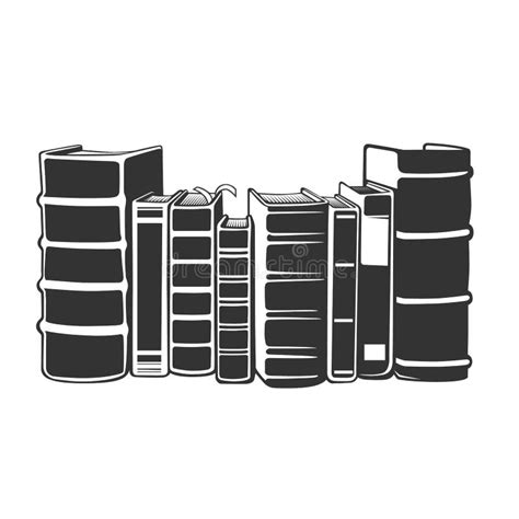 Horizontal Stack Of Books In Monochrome Style Vector Illustration