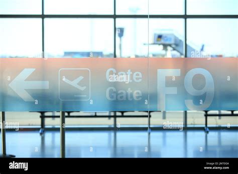 Signboard With Arrival Gate Number In Modern Airport Stock Photo Alamy