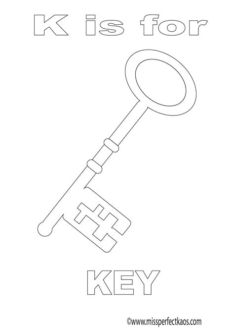 K Is For Key Coloring Page For Kids Learn The Alphabet And Have Some