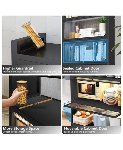 Mega Casa 2 Door Accent Cabinet 3 Tier Kitchen Organizer Shelf Black
