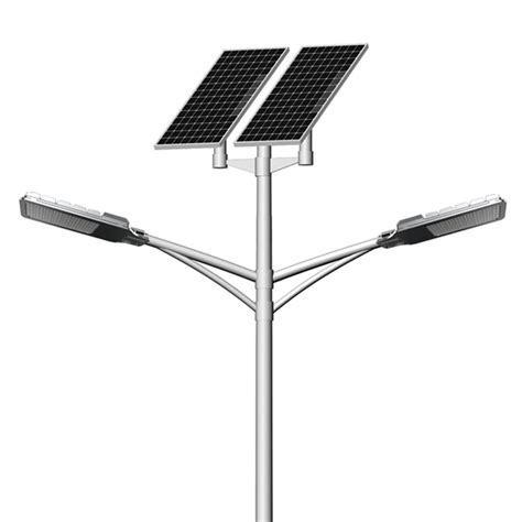Solar Led Street Light Pole Double Arms Design With 1 Rainy Day Battery