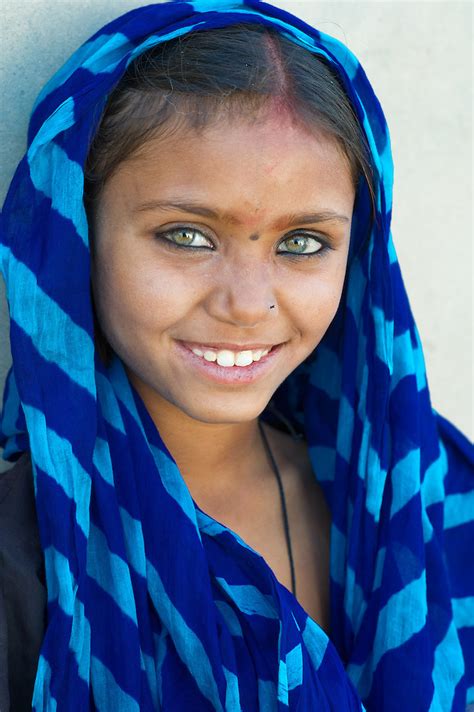 Smiling Happy Rajasthani Girl India Letsch Focus