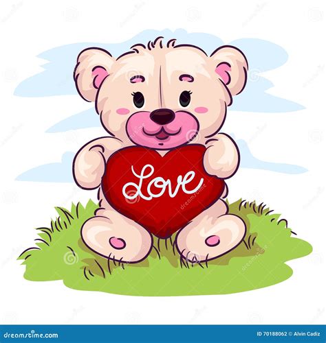 Teddy Bear Holding A Heart Stock Vector Illustration Of Congratulation