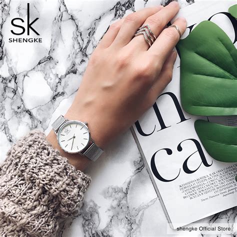 Sk Super Slim Sliver Mesh Stainless Steel Watches Women Top Brand