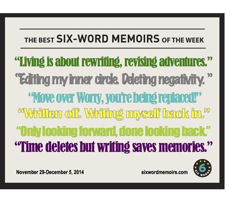 Written Off Writing Myself Back In —best Six Word Memoirs Of The