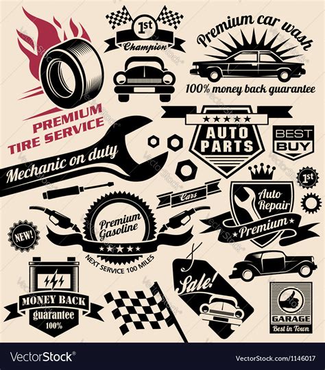 Set Of Vintage Car Symbols And Logo Designs Vector Image