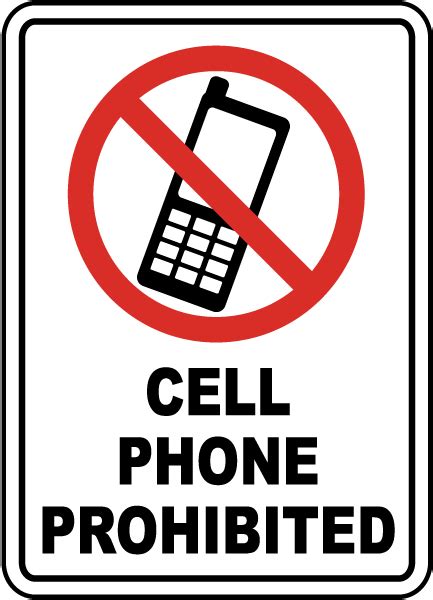 A prohibition sign means a safety sign prohibiting behaviour likely to cause a risk to health or safety. Cell Phone Prohibited Sign F7207 - by SafetySign.com