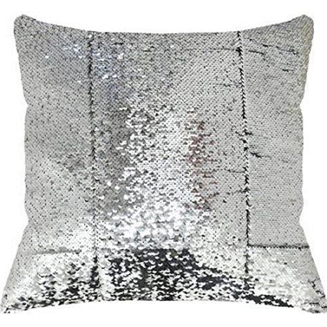 Reversible Sequin Decorative Throw Pillow 17x17 Silver