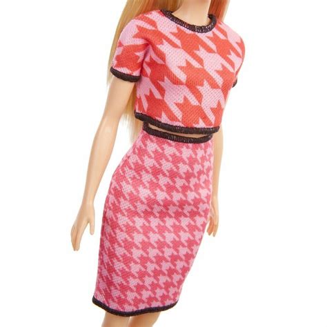 New Barbie Mattel Fashionistas 169 Pink Houndstooth Top And Skirt Pop