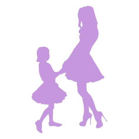 Cute Mother And Daughter Silhouette Transparent Png Svg Vector File