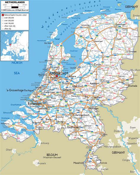 Large Road Map Of Netherlands Holland Netherlands Large Road Map