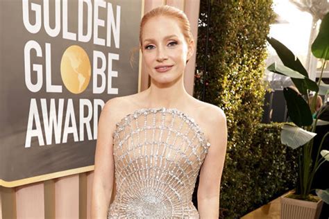 Jessica Chastain Shines In Spiderweb Dress At Golden Globes Red Carpet