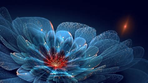 1920x1080 1920x1080 Blue Sparks Petals Neon Art Flower