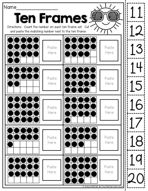 11 20 Ten Frame Worksheets For Kindergarten