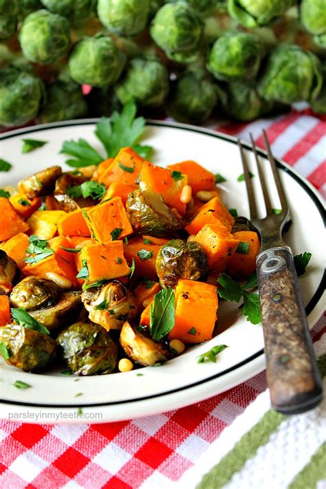 Still warm right out of the. Roasted Sweet Potatoes & Brussels Sprouts with Toasted ...