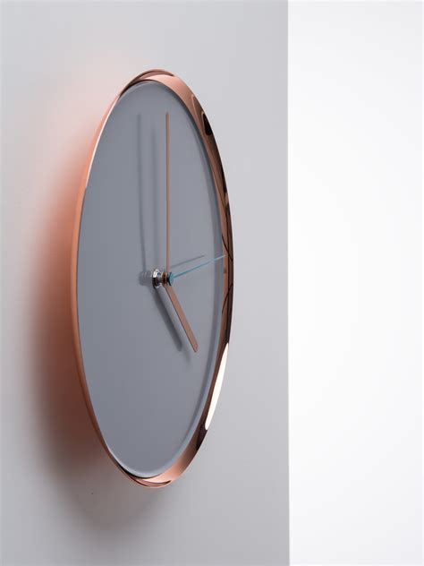 Thin Wall Clock Copper Gray Teo