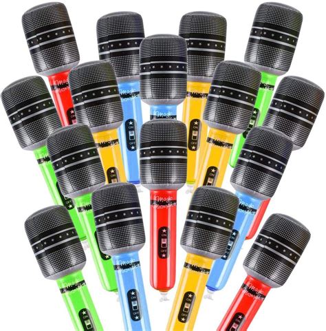 24pcs Inflatable Microphones For 80s 90s Party Decorations