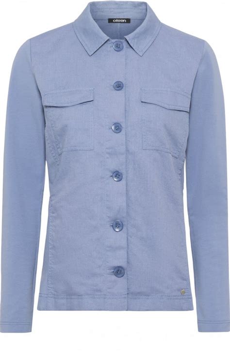 Olsen Pacific Blue Linen Mix Jacket Jackets From Shirt Sleeves Uk