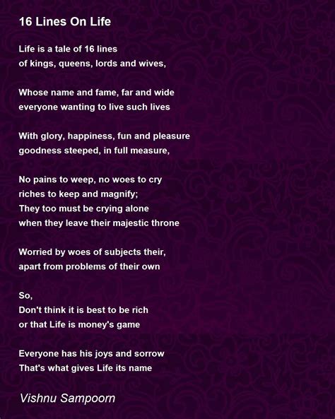 16 Lines On Life Poem By Vishnu Sampoorn Poem Hunter