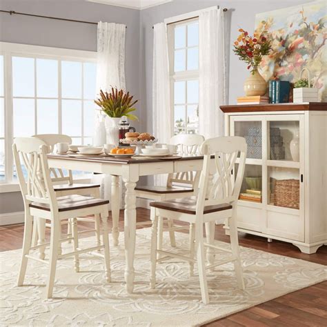 Humblenest Homestead Distressed Two Tone 5 Piece Counter Height Dining