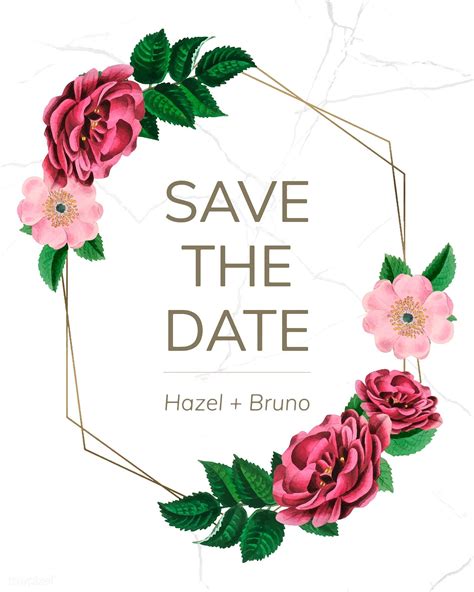 Download Premium Vector Of Save The Date With Floral Frame Vector By