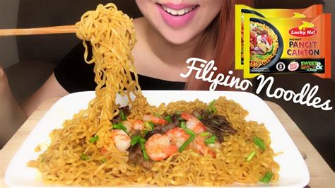 Asmr Pancit Canton Filipino Instant Noodles Sweet Spicy Eating Sounds No Talking Youtube