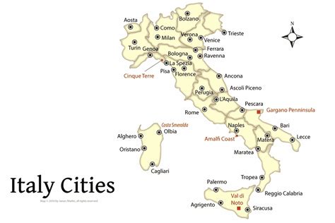 Italy Map With Cities Color