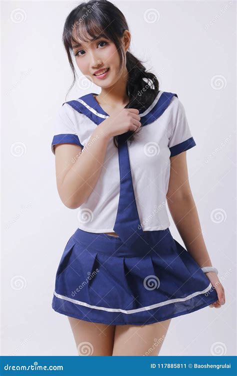 Pure Asian Girl And Sailor Suit Stock Image Image Of Fashion Smiling