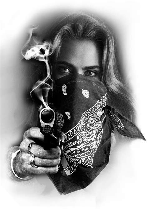 gangster girl with bandana and gun tattoo design gangstas guns bandanas gangsters hd phone