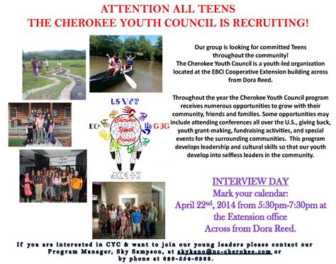 cherokee youth council recruitment flyer the cherokee one feather
