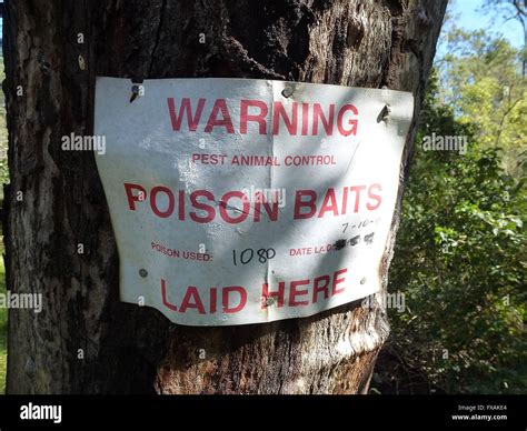 Sign Warning Of 1080 Poison Baiting For Wild Dogs Pest Animals Nailed