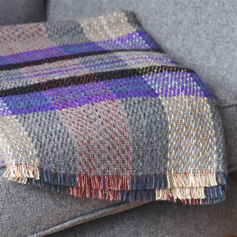 Grey And Purple Wool Blanket Throw By Delightful Living