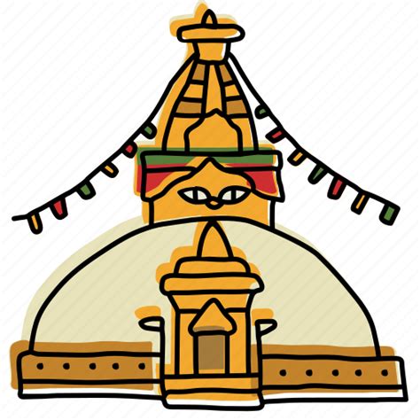 Boudhanath Buildings Kathmandu Landmarks Nepal Sketch Stupa Icon