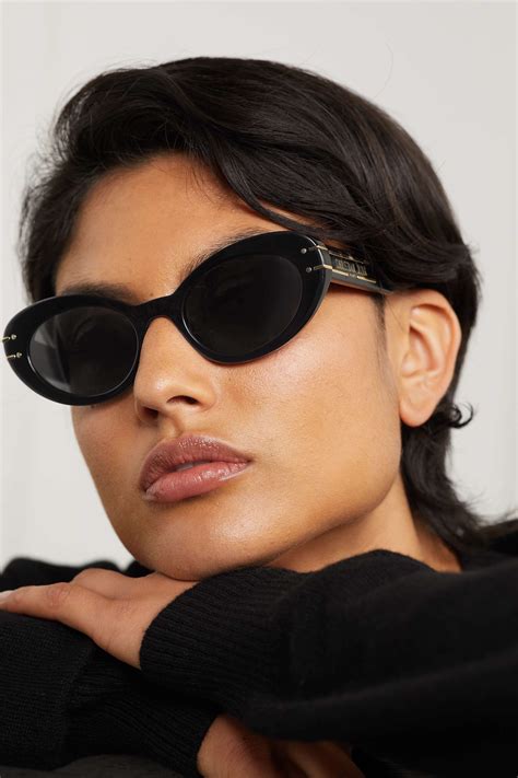 black signature cat eye acetate and gold tone sunglasses dior eyewear
