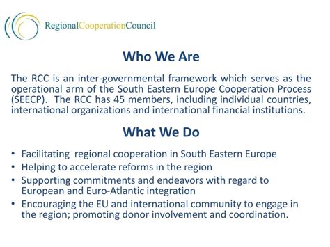 Ppt Regional Cooperation Council Rcc Powerpoint Presentation Free
