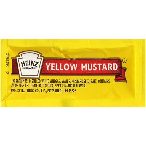 Heinz Yellow Mustard 02 Oz Packets Pack Of 500