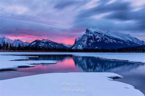 Winter Sunrise Vermilion Lakes Banff Alberta By Marc Breau C