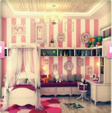 Pink White Striped Walls Cute Girly Room Girls Room Design Pink