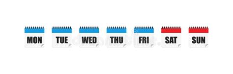 Days Week Calendar Set Icon In Flat Style Vector Stock Vector