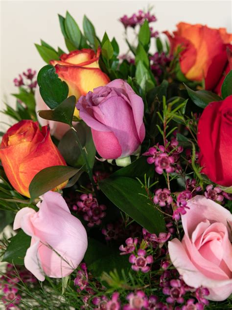 Valentines Day Long Stem Rainbow Roses