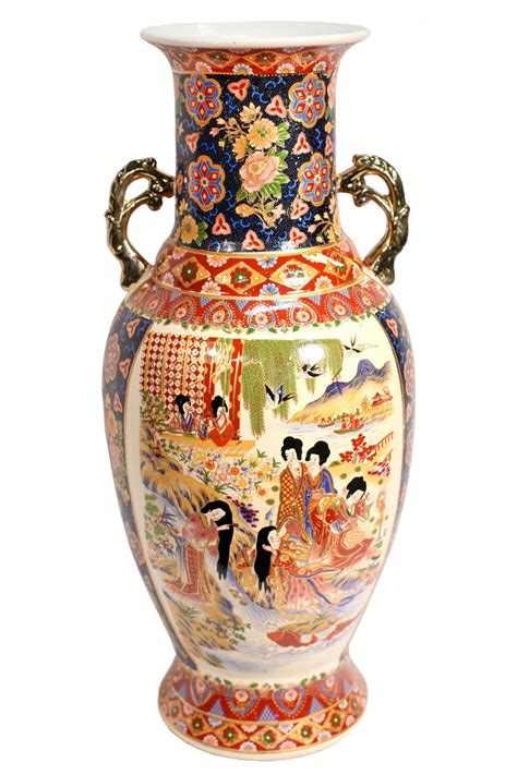 24 Fluted Chinese Porcelain Vase Oriental Furnishings