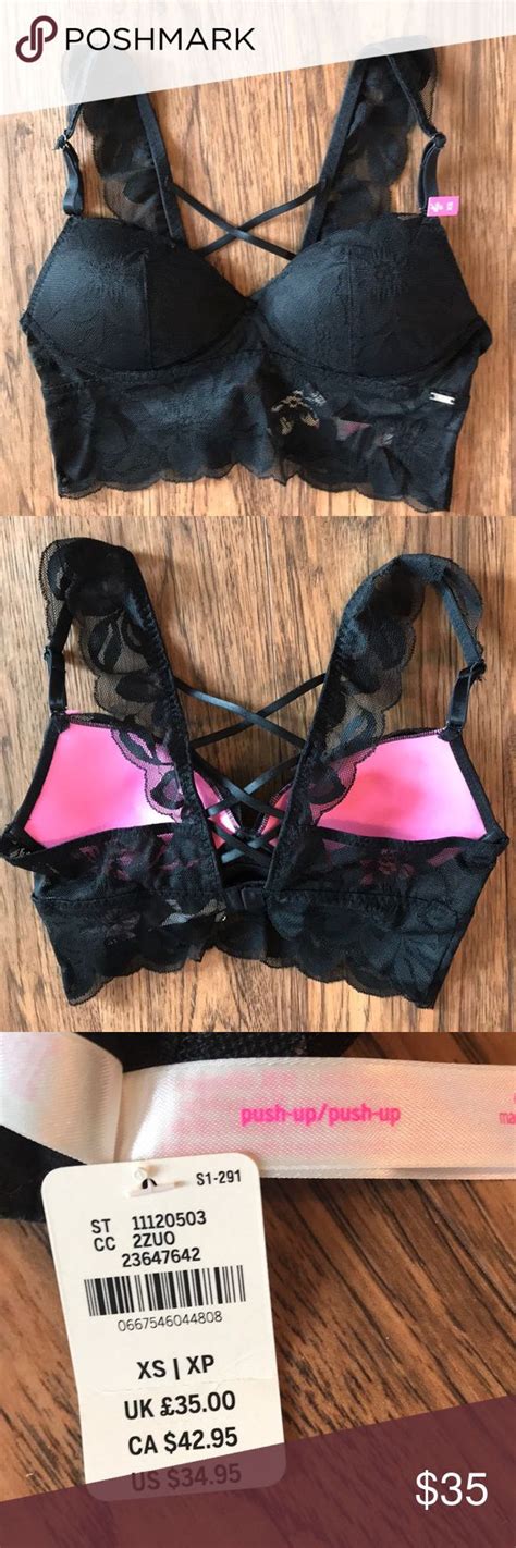 victoria s secret pink push up bralette black lace push up bralette with criss cross straps and