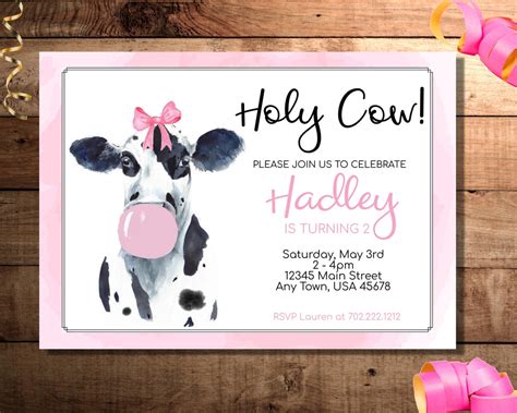Cow Birthday Invitation Templates