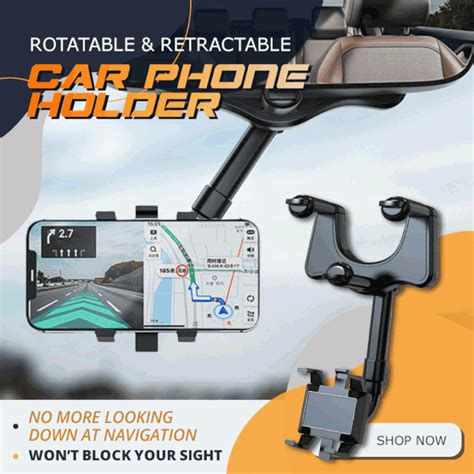 360° Rearview Mirror Phone Holder For Car Mount Phone And Gps Holder