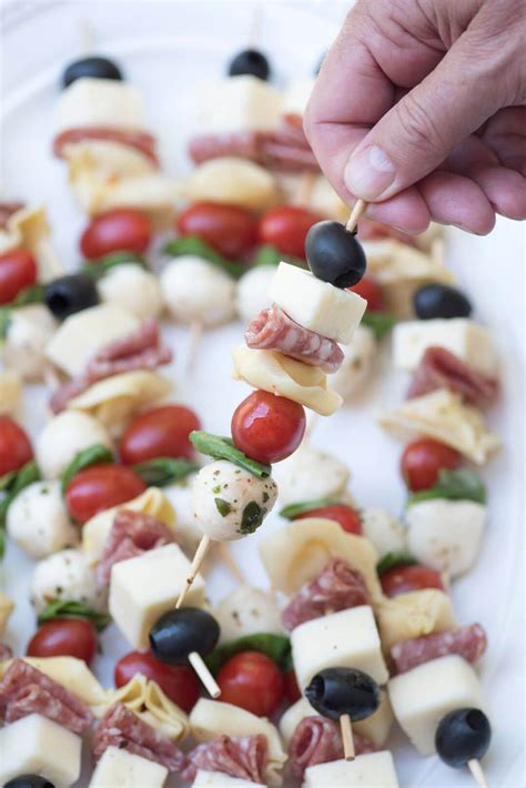 Delicious Ingredients All Together In One Little Appetizer Skewer